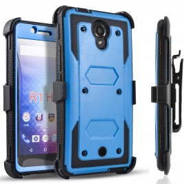 BLU R1 HD Case, [SUPER GUARD] Dual Layer Protection With [Built-in Screen Protector] Holster Locking Belt Clip+Circle(TM) Stylus Touch Screen Pen (Blue)